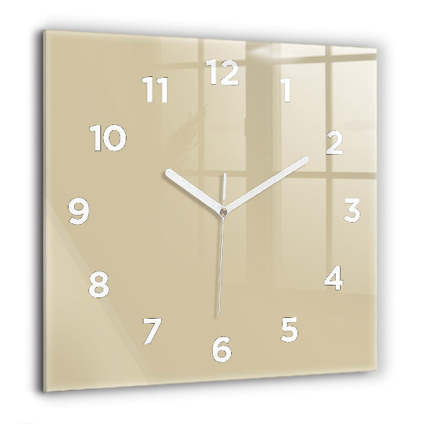 Square glass wall clock Beige