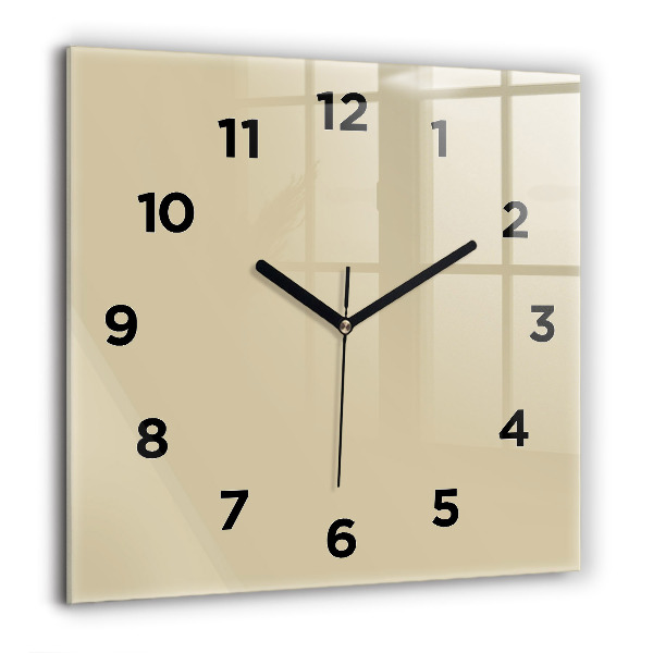 Square glass wall clock Beige
