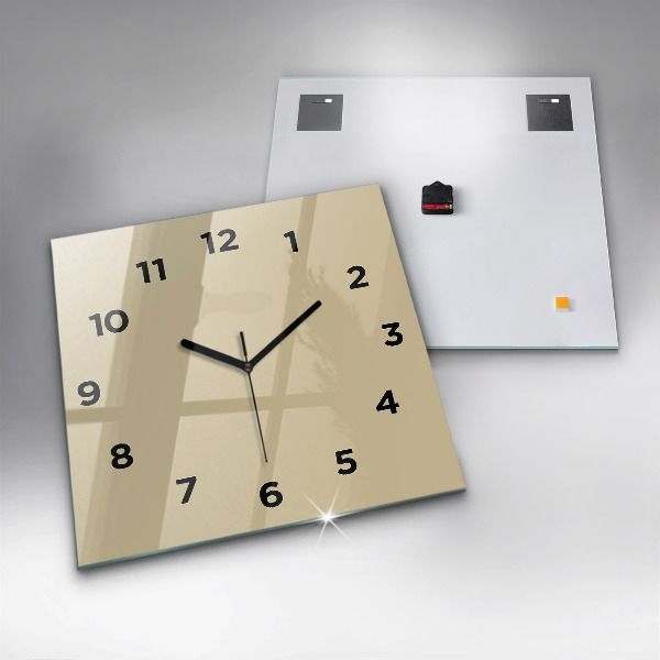 Square glass wall clock Beige