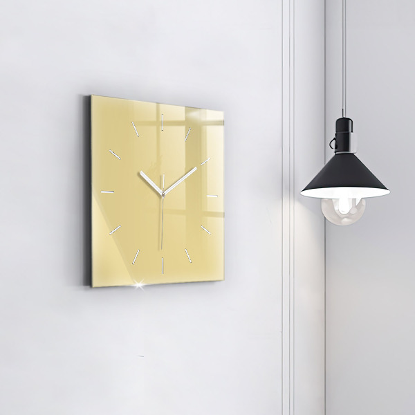 Square glass wall clock Creamy