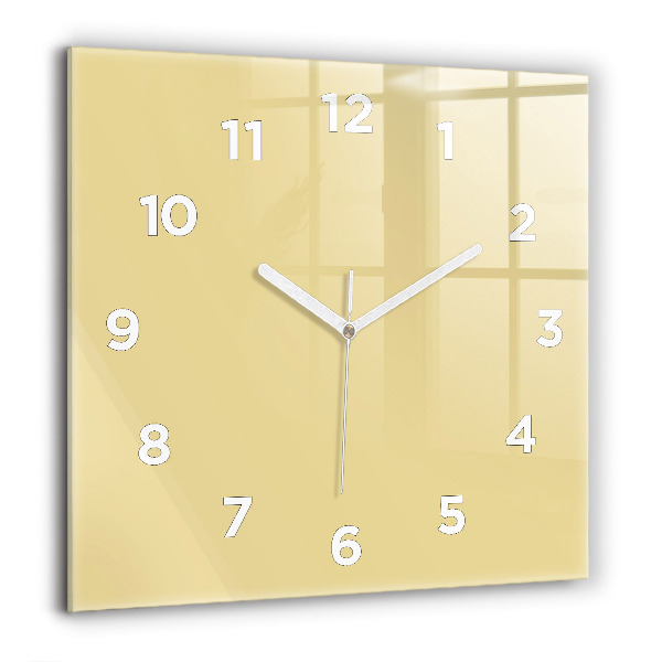 Square glass wall clock Creamy