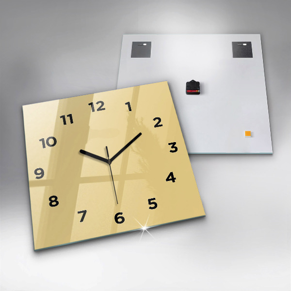 Square glass wall clock Creamy