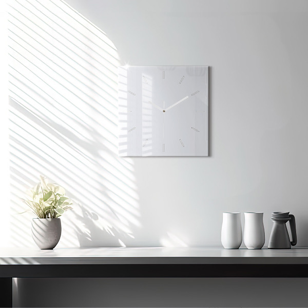 Square glass wall clock White