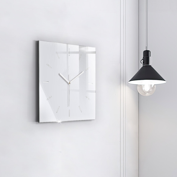 Square glass wall clock White