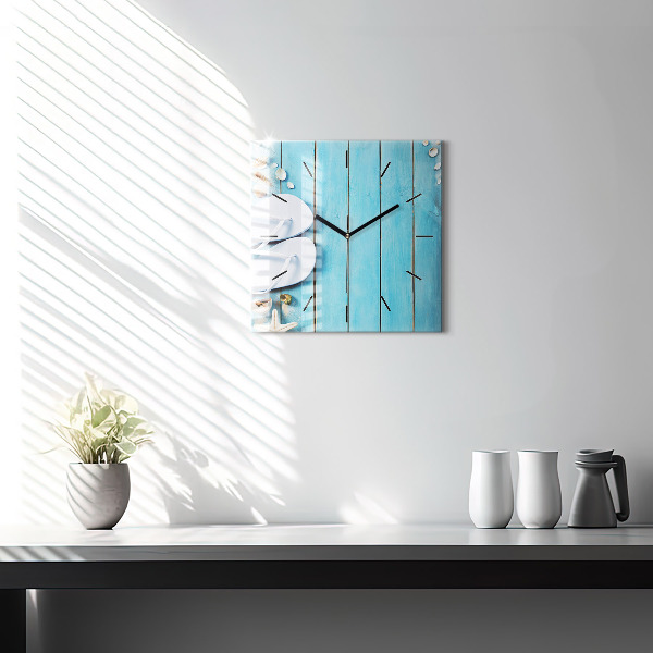 Square glass wall clock Holiday accessories