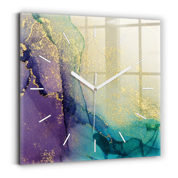 Square glass wall clock Abstraction of colors