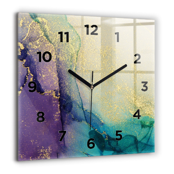 Square glass wall clock Abstraction of colors