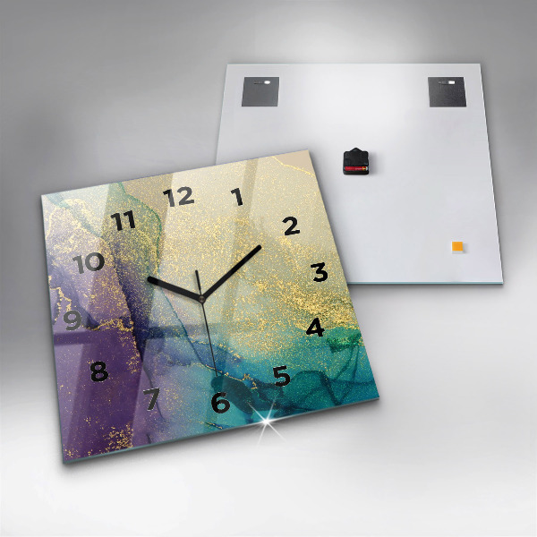 Square glass wall clock Abstraction of colors