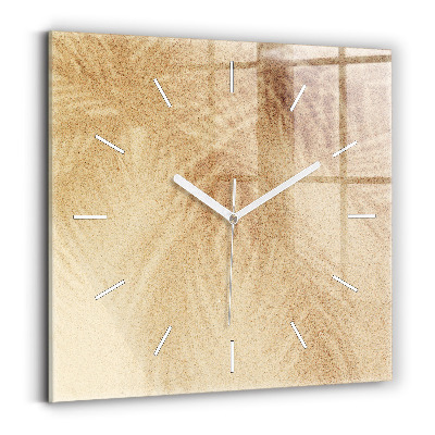 Square glass wall clock Golden abstraction