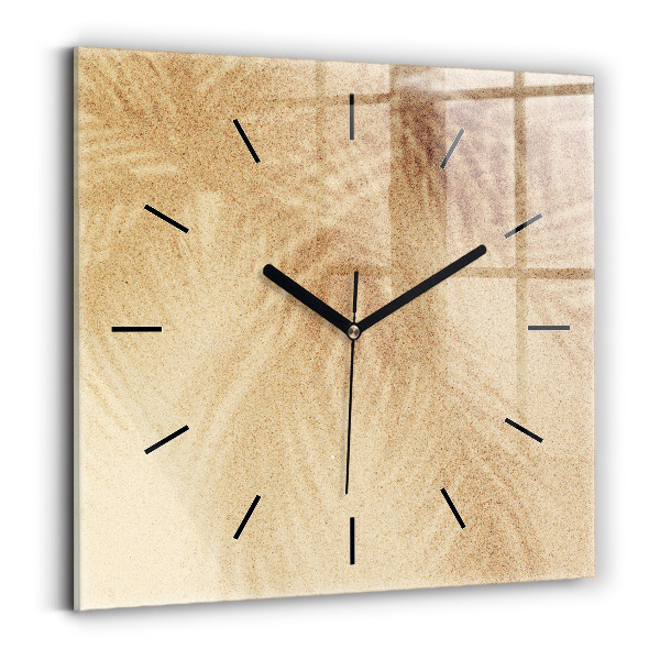 Square glass wall clock Golden abstraction