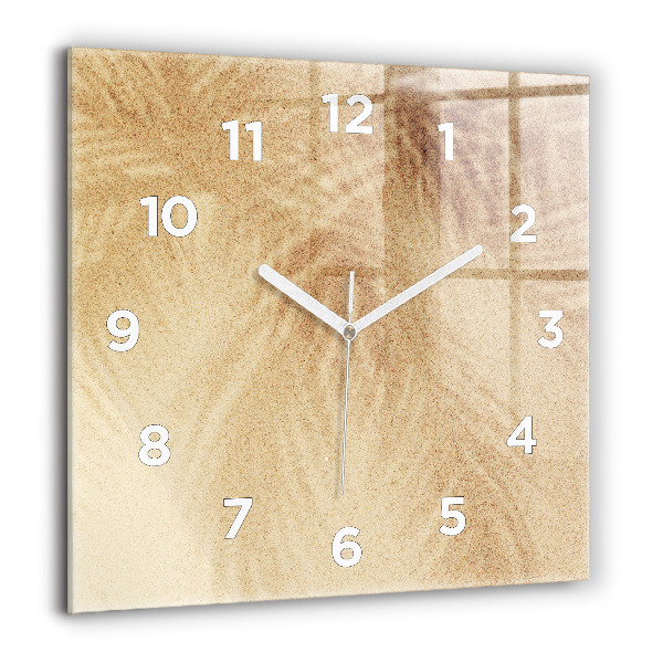 Square glass wall clock Golden abstraction