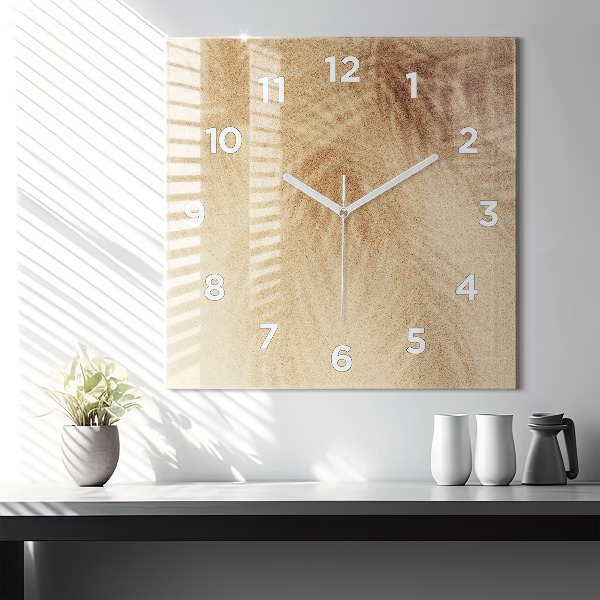 Square glass wall clock Golden abstraction