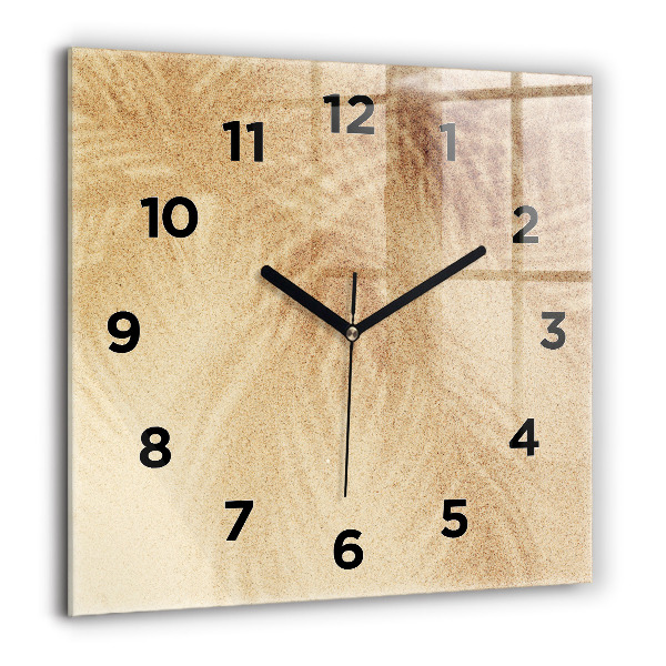 Square glass wall clock Golden abstraction