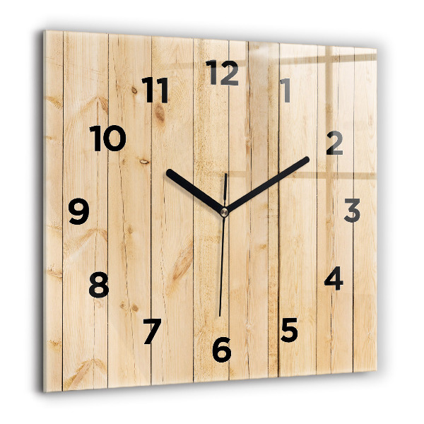 Square glass wall clock Wooden boards