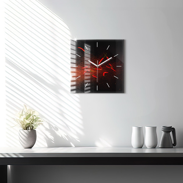 Square glass wall clock Chili peppers
