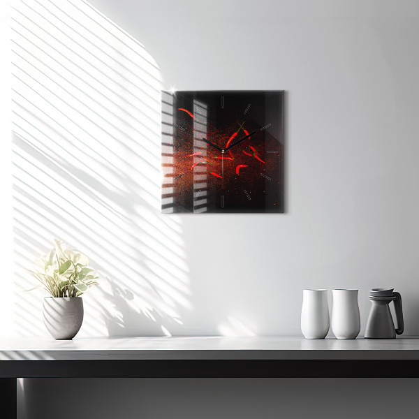 Square glass wall clock Chili peppers