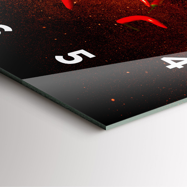 Square glass wall clock Chili peppers