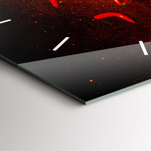 Square glass wall clock Chili peppers