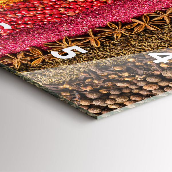 Square glass wall clock Rows of spices