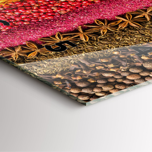 Square glass wall clock Rows of spices