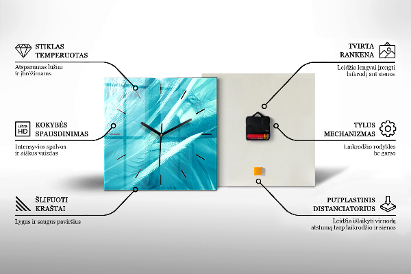 Square glass wall clock Hot peppers