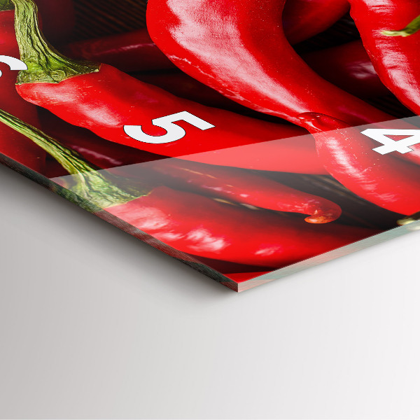 Square glass wall clock Hot peppers