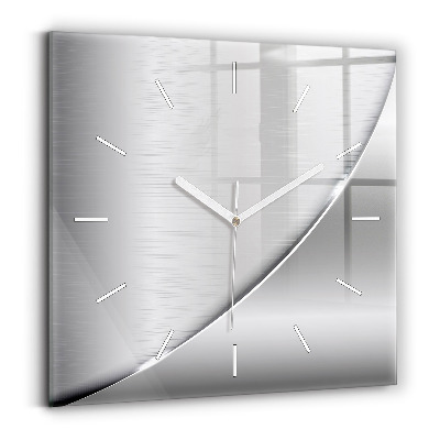 Square glass wall clock Silver pattern