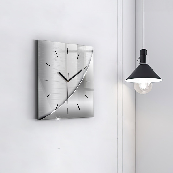 Square glass wall clock Silver pattern