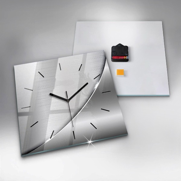Square glass wall clock Silver pattern
