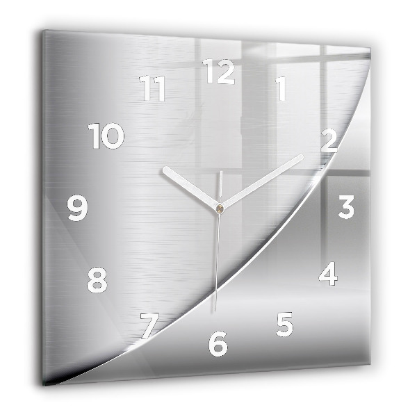 Square glass wall clock Silver pattern