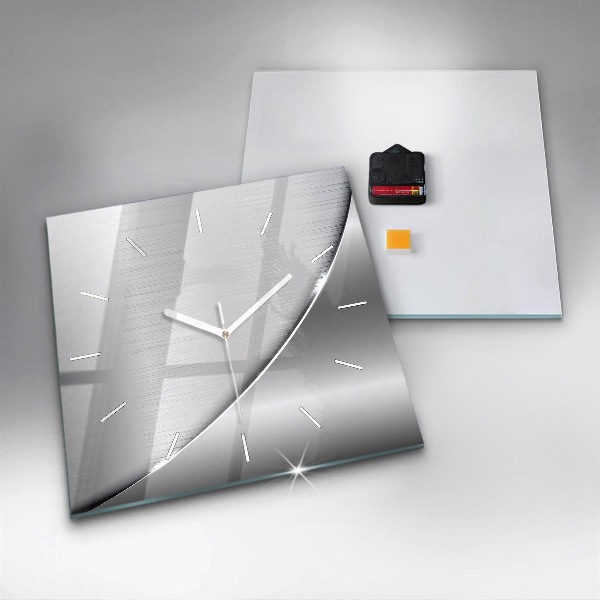 Square glass wall clock Silver pattern