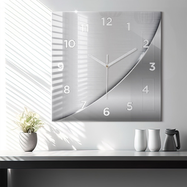 Square glass wall clock Silver pattern