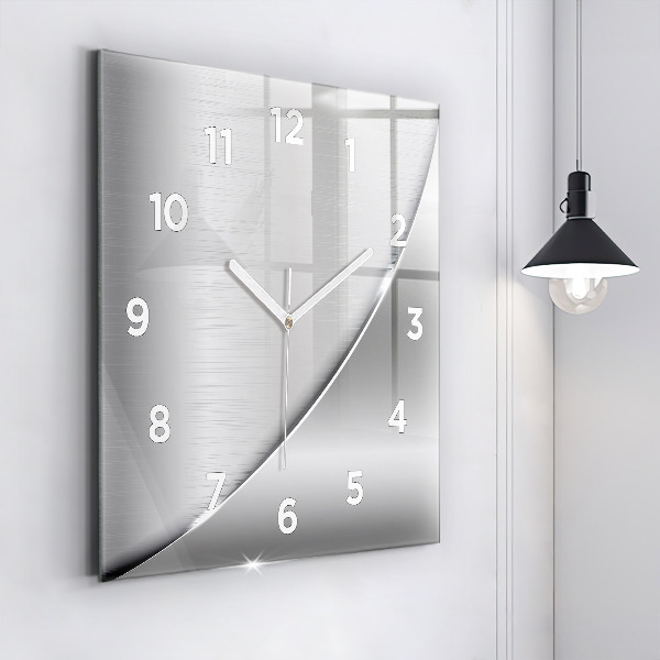 Square glass wall clock Silver pattern