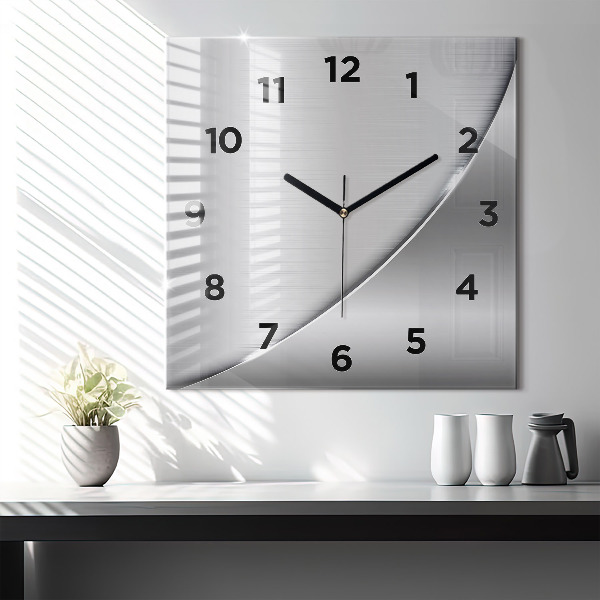 Square glass wall clock Silver pattern