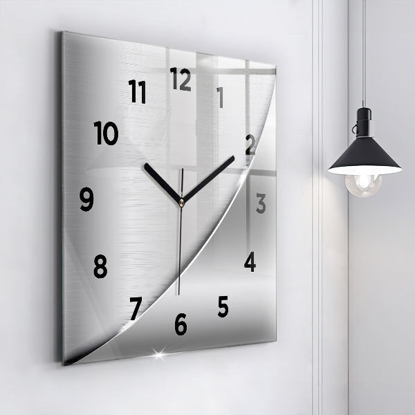 Square glass wall clock Silver pattern