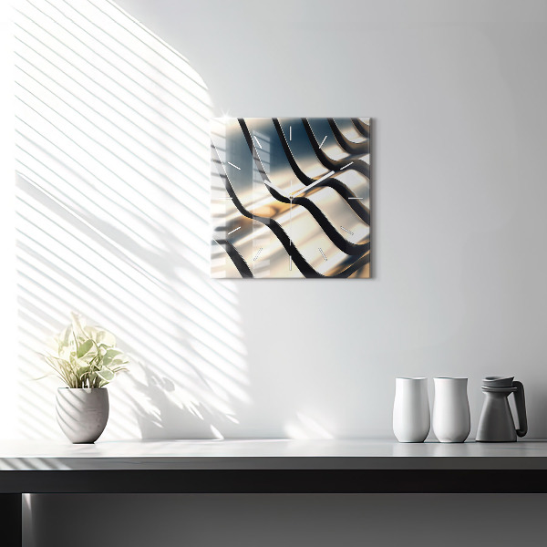 Square glass wall clock Silver pattern