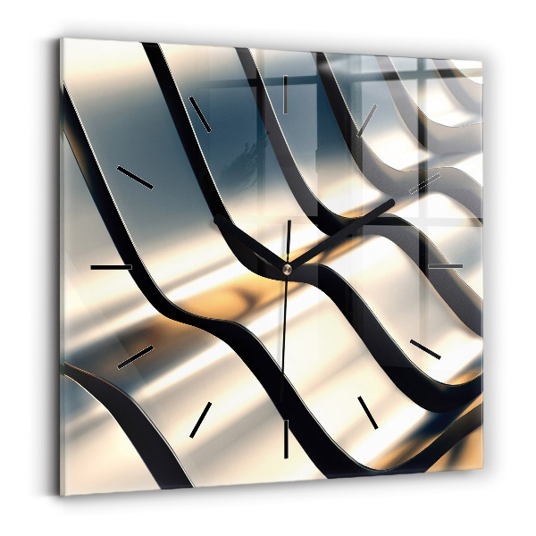 Square glass wall clock Silver pattern