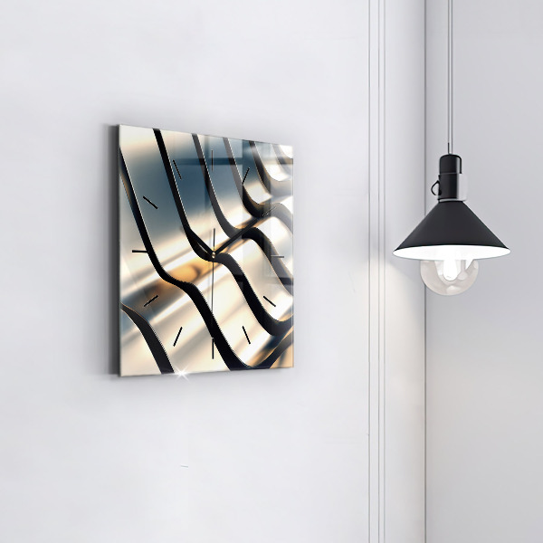 Square glass wall clock Silver pattern