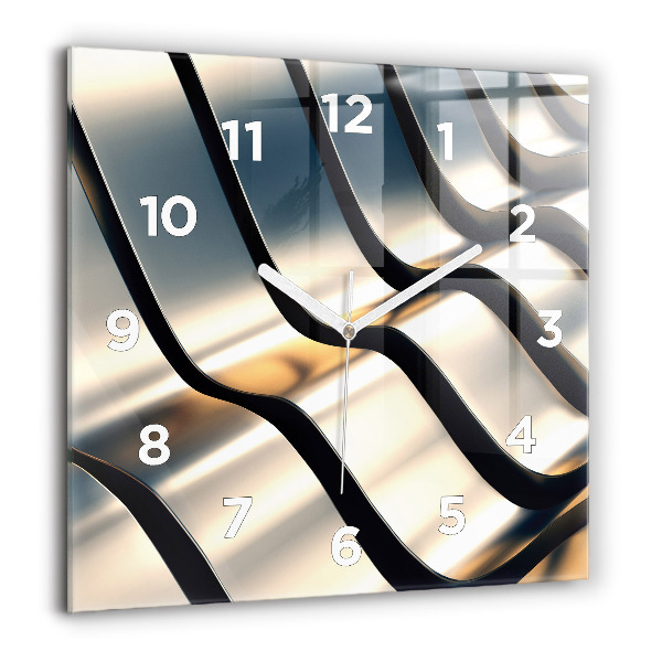 Square glass wall clock Silver pattern