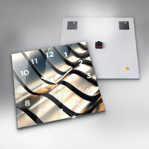 Square glass wall clock Silver pattern
