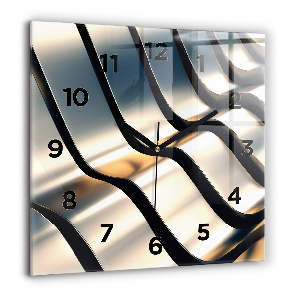 Square glass wall clock Silver pattern