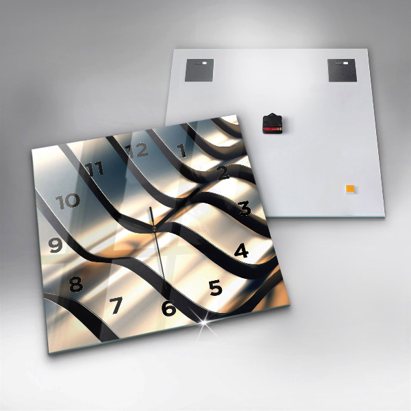 Square glass wall clock Silver pattern