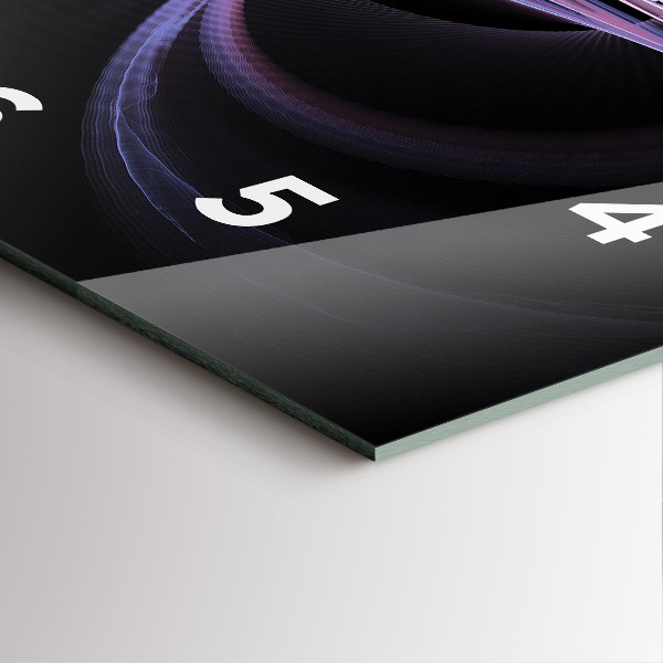 Square glass wall clock Purple abstraction