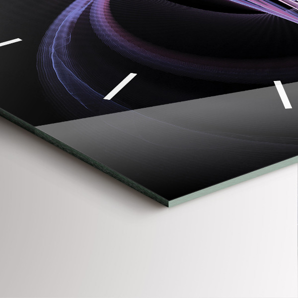 Square glass wall clock Purple abstraction