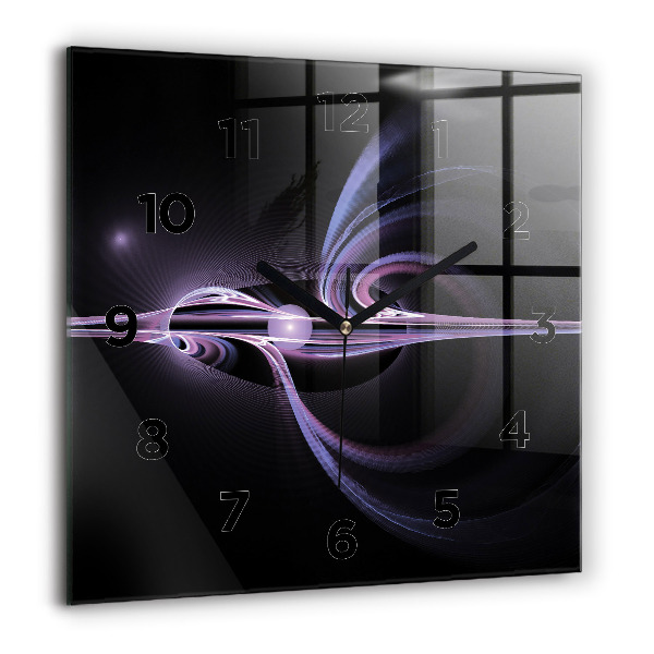 Square glass wall clock Purple abstraction