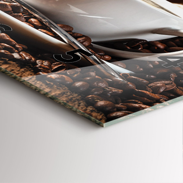 Square glass wall clock A cup of coffee