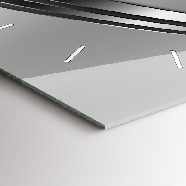 Square glass wall clock Silver lines