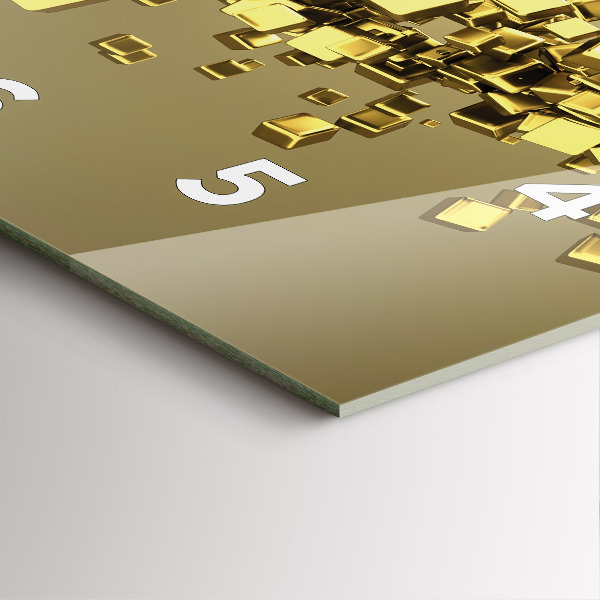 Square glass wall clock Golden squares