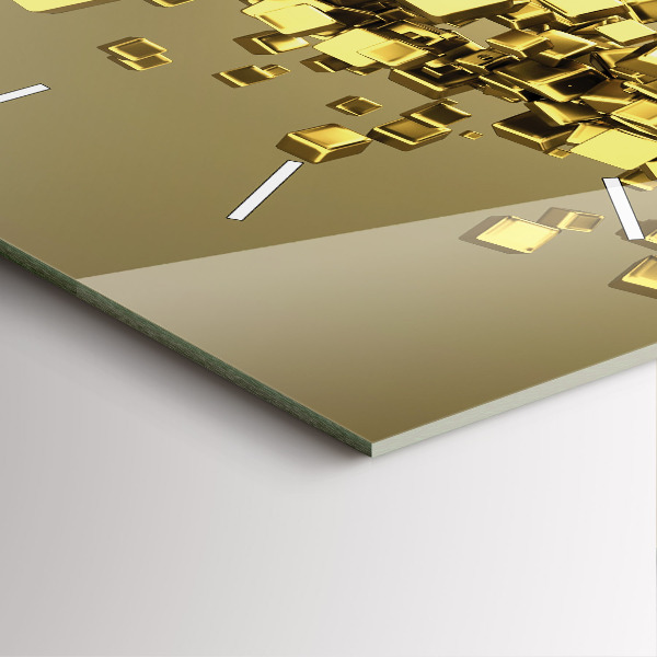 Square glass wall clock Golden squares