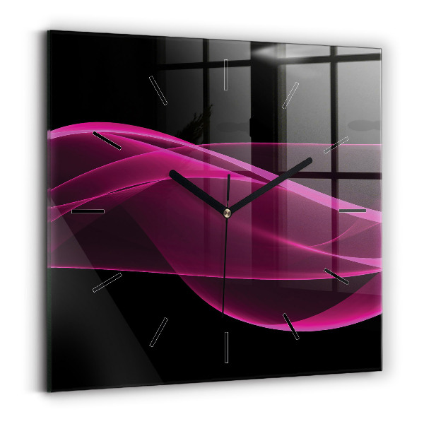 Square glass wall clock Pink abstraction